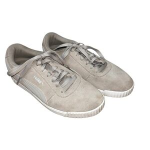 PUMA Women's Size 8.5 Carina Slim Suede Sneakers Grey/Brown 370549-07 Low Top